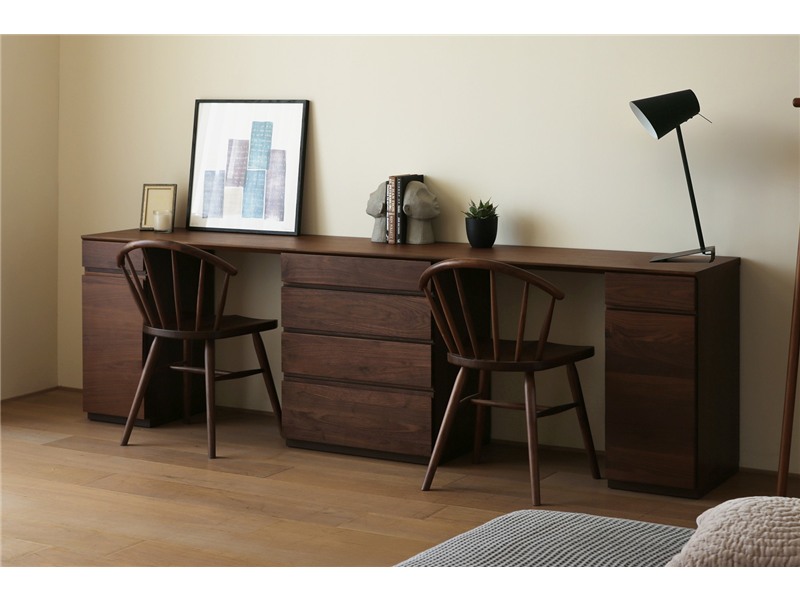 ASTER アスター DESK SET12 ウォルナット (240天板 + 30キャビネット (左開き) + 60チェスト + 30キャビネット (右開き)) ※チェア別売