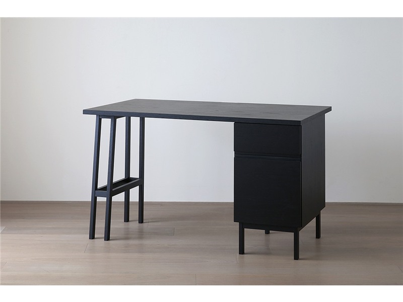 PLAIN DESK プレーンデスク SET5 オーダー突板天板 (幅120cm奥行 70cm) + 片脚パーツ 天板奥行き55cm～70cm用 + 35 チェストパーツ 天板奥行き55cm～70cm用