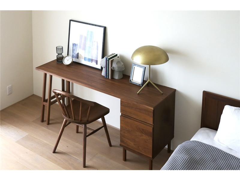 PLAIN DESK プレーンデスク SET9 オーダー突板天板 (幅150cm奥行45cm) + 片脚パーツ 天板奥行き45cm～54cm用 + 35チェストパーツ 天板奥行き45cm～54cm用【OAK欠品中：9/11入荷予定】