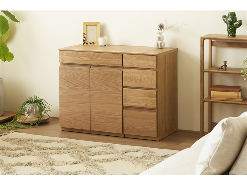ASTER アスター LIVING SET2 オーク (90天板 + 60キャビネット + 30チェスト)