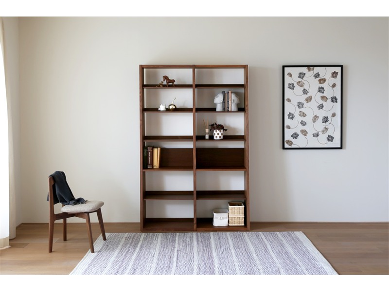 GALLE ガレ SHELF SET2 ウォルナット 幅127cm (65 本棚 (右加工あり) + 59 本棚 パーツ + エンドパネル(右エンド))