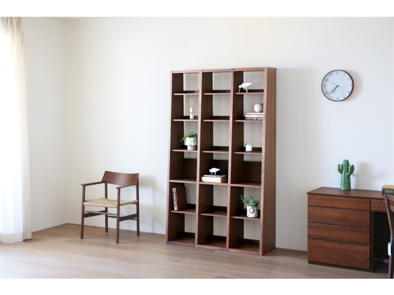 GALLE ガレ SHELF SET3 ウォルナット 幅117cm (41本棚 (右加工あり) + 35 本棚 パーツ + 41 本棚 (左加工あり))