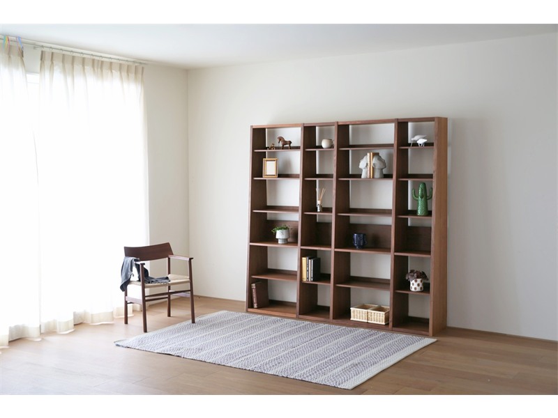 GALLE ガレ SHELF SET5 ウォルナット 幅203cm (65 本棚 (右加工あり) + 35 本棚 パーツ + 65 本棚 (左右加工あり) + 35 本棚 パーツ + エンドパネル (右エンド))