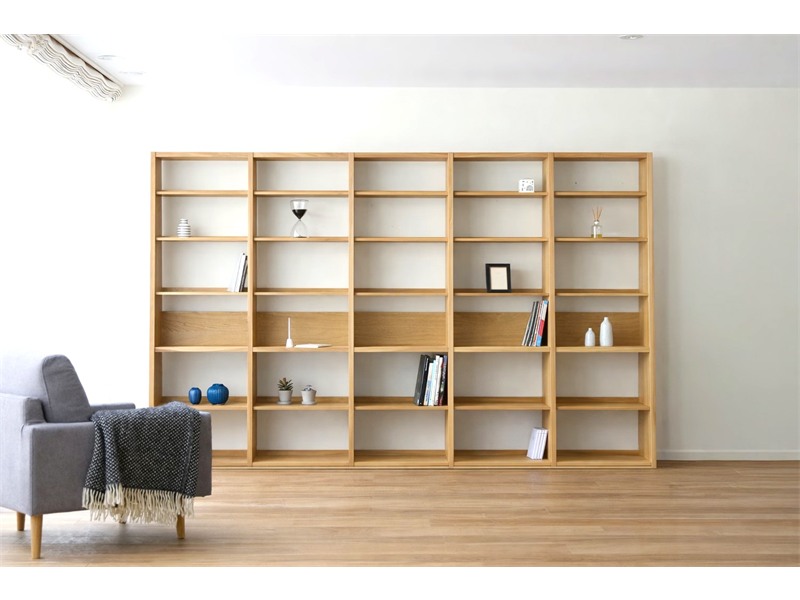 GALLE ガレ SHELF SET6 オーク 幅313cm (65 本棚 (右加工あり) + 59 本棚 パーツ + 65 本棚 (左右加工あり) + 59 本棚 パーツ + 65 本棚 (左加工あり))