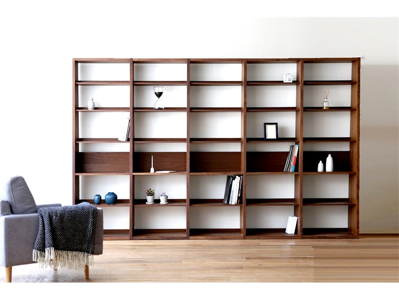 GALLE ガレ SHELF SET6 ウォルナット 幅313cm (65 本棚 (右加工あり) + 59 本棚 パーツ + 65 本棚 (左右加工あり) + 59 本棚 パーツ + 65 本棚 (左加工あり))