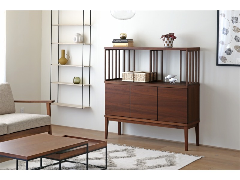 TONG トン SET5 ウォルナット (W120天板 ＋ W120H42オープンラック ＋ W120キャビネット ＋ W120棚付き脚)