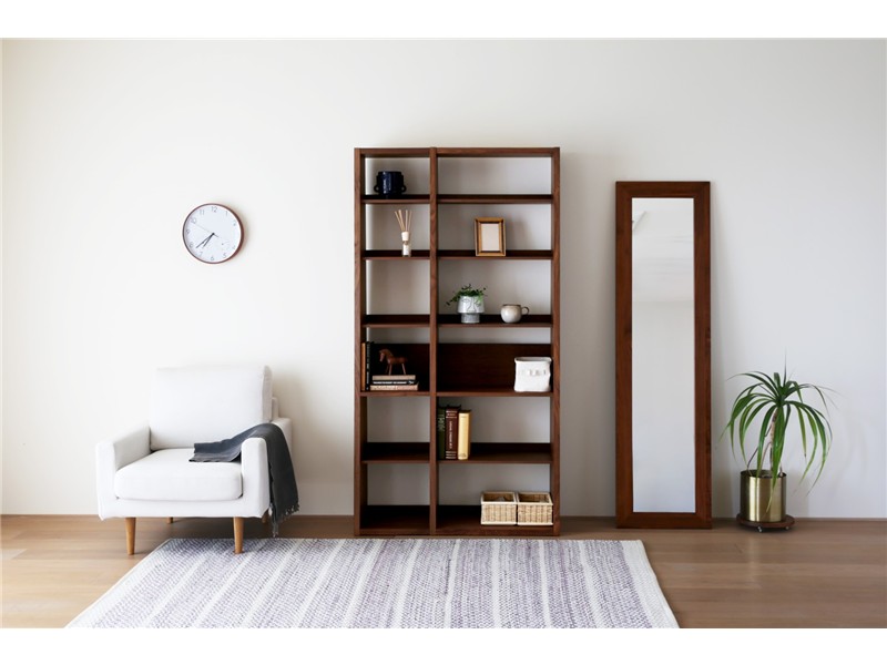 GALLE ガレ SHELF SET1 ウォルナット 幅103cm (41本棚 (右加工あり) + 59 本棚 パーツ + エンドパネル (右エンド))