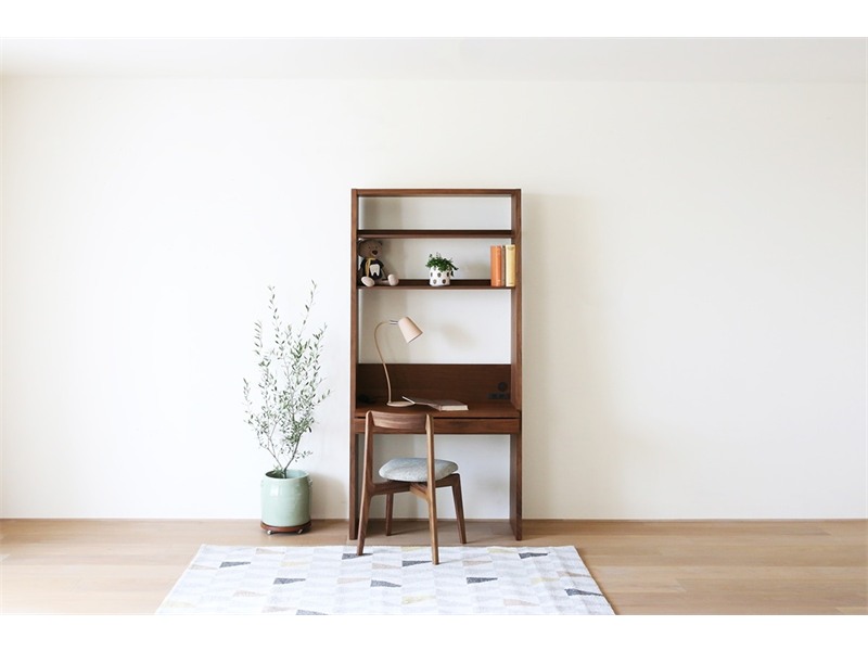 GALLE ガレ DESK SET1 ウォルナット 幅95cm (エンドパネル(左) + 89 学習デスク パーツ+ エンドパネル (右))