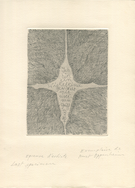 Meret Oppenheim: Wickelkind / Swaddling Child エッチング作品