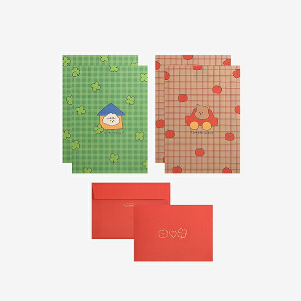 レターセット Daily Letter(My buddy) - 09 Apple & clover／デイリーライク Dailylike