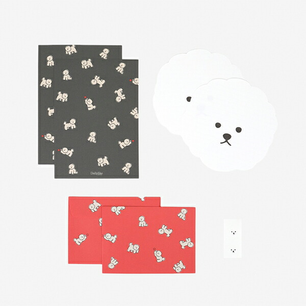 レターセット SHAPE LETTER - 01 Downy bichon／デイリーライク Dailylike