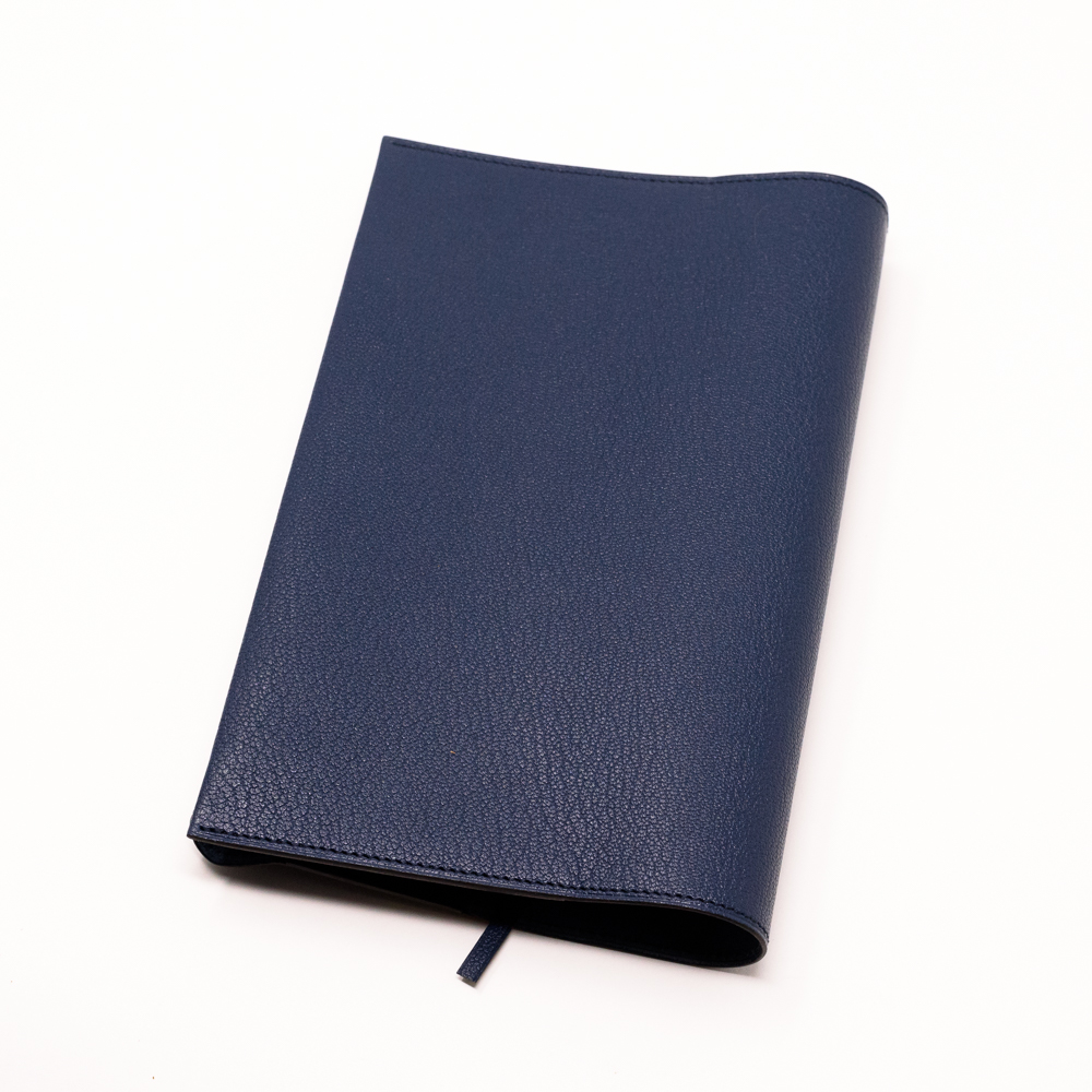 ビジネス書ブックカバーB しおり付き アルランゴートシュリーネイビー dete