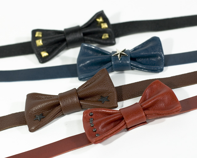 Bow-tie “studs” レザー蝶ネクタイ スタッズ dete革製品