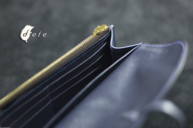 オーダーメイド品 革ひも長財布 ソフトタイプ ネイビー [dete]