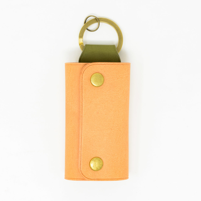 コンパクトキーケースナチュラル×グリーン