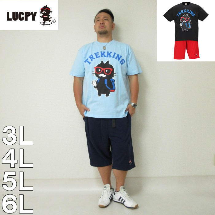 （本州四国九州送料無料）LUCPY-半袖Tシャツ+ミニ裏毛ハーフパンツ（メーカー取寄）3L 4L 5L 6L ラクピー Tシャツ 短パン セットアップ ブランド 服 おしゃれ カジュアル デビルーズ