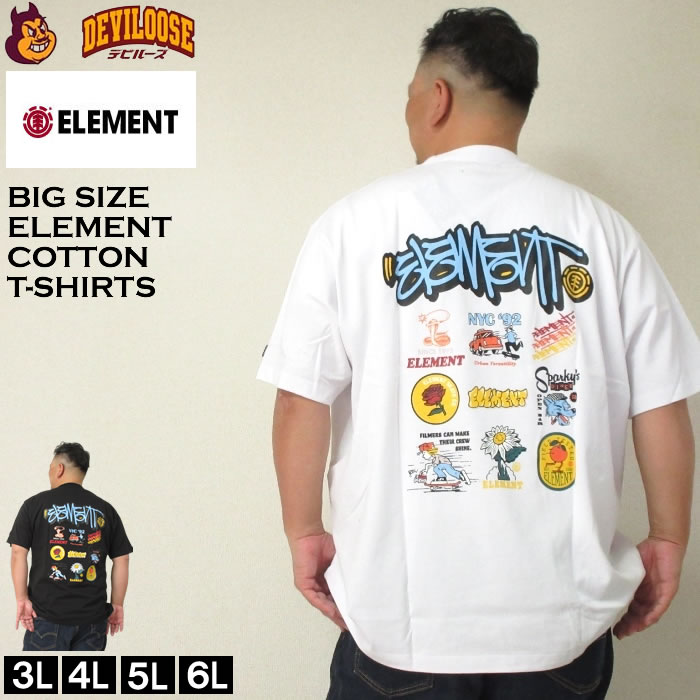 大きいサイズ メンズ ELEMENT ACOMPANY コットン 半袖 Tシャツ（メーカー取寄）エレメント 3L 4L 5L 6L キングサイズ 大きい サイズ ブランド 服 おしゃれ カジュアル デビルーズ