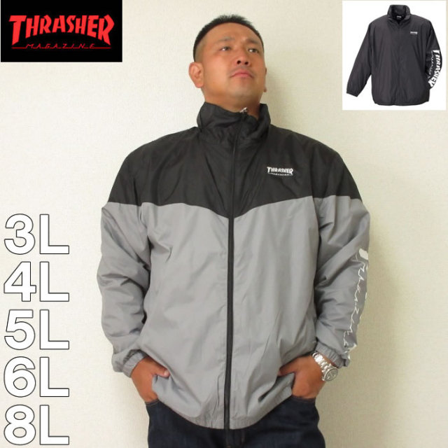 THRASHER-スタンドフルジップジャケット（メーカー取寄）スラッシャー 3L 4L 5L 6L 8L ナイロン ブランド 服 おしゃれ カジュアル デビルーズ