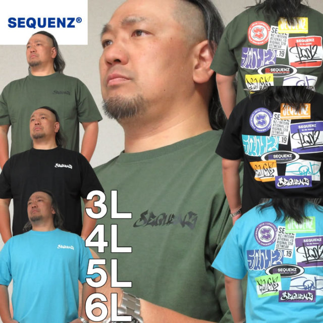 大きいサイズ キングサイズ ビッグサイズ メンズ SEQUENZ-SQNZタグズ半袖Tシャツ（メーカー取寄）シークエンズ 3L 4L 5L 6L ブランド 服 おしゃれ カジュアル デビルーズ