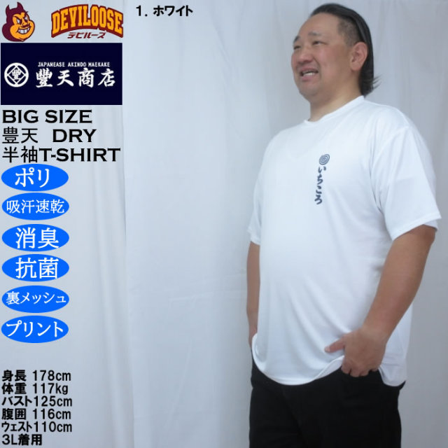 大きいサイズ メンズ 豊天 いちころ DRY ハニカムメッシュ 半袖 T