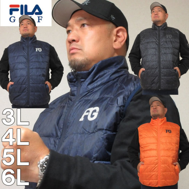 大きいサイズ キングサイズ ビッグサイズ メンズ FILA GOLF-ライトダウンベスト（メーカー取寄）フィラゴルフ 3L 4L 5L 6L ブランド 服 おしゃれ カジュアル デビルーズ