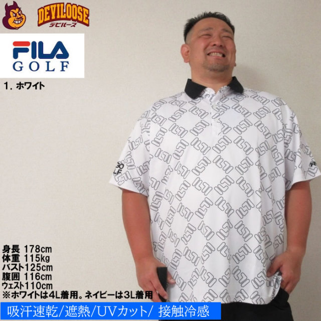 大きいサイズ メンズ FILA GOLF FILAスクエアプリント半袖