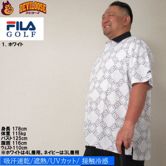 大きいサイズ メンズ FILA GOLF FILAスクエアプリント半袖
