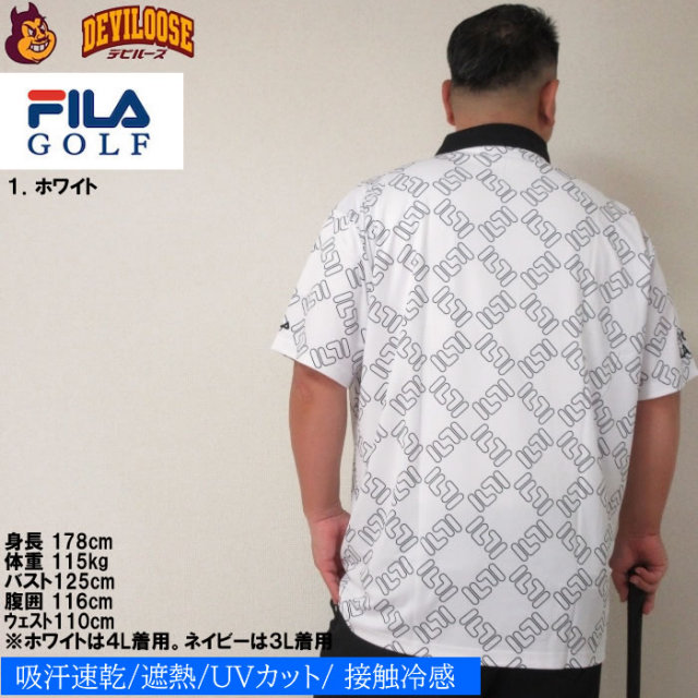 大きいサイズ メンズ FILA GOLF FILAスクエアプリント半袖