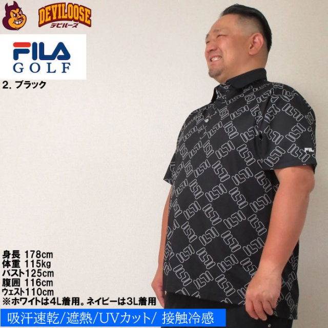 大きいサイズ メンズ FILA GOLF FILAスクエアプリント半袖
