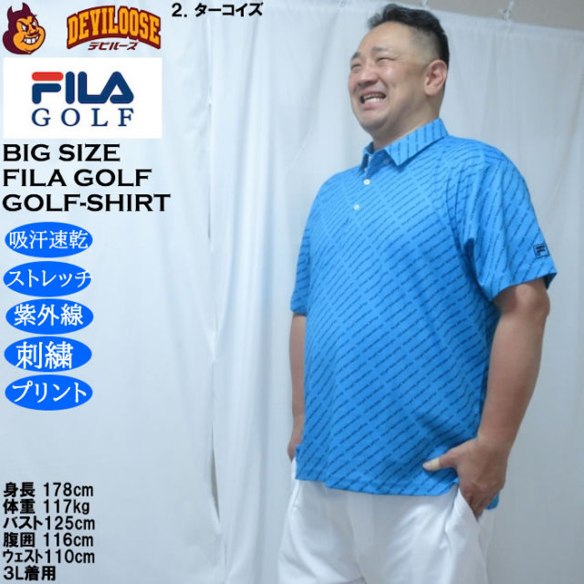 大きいサイズ メンズ FILA GOLF ECO ディンブルメッシュ ロゴ プリント