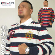 （本州四国九州送料無料）大きいサイズ メンズ H by FIGER-長袖 ボーダー ラガーシャツ（メーカー取寄）エイチバイフィガー 3L 4L 5L 6L 8L