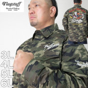 大きいサイズ メンズ FLAGSTAFF×PEANUTS-カモフラ長袖シャツ（メーカー取寄）フラッグスタッフ 3L 4L 5L 6L スヌーピー