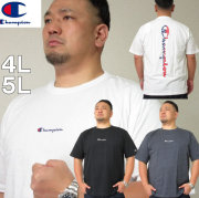 大きいサイズ メンズ Champion（チャンピオン）バックロゴ ドライ UVカット 半袖Tシャツ 吸汗速乾/4L/5L DRY