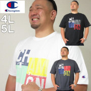 大きいサイズ メンズ Champion（チャンピオン）ポップロゴ ドライ UVカット 半袖Tシャツ 吸汗速乾/4L/5L/DRY