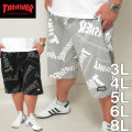 大きいサイズ メンズ THRASHER-ロゴ総柄プリント ハーフパンツ（メーカー取寄）スラッシャー/3L/4L/5L/6L/8L