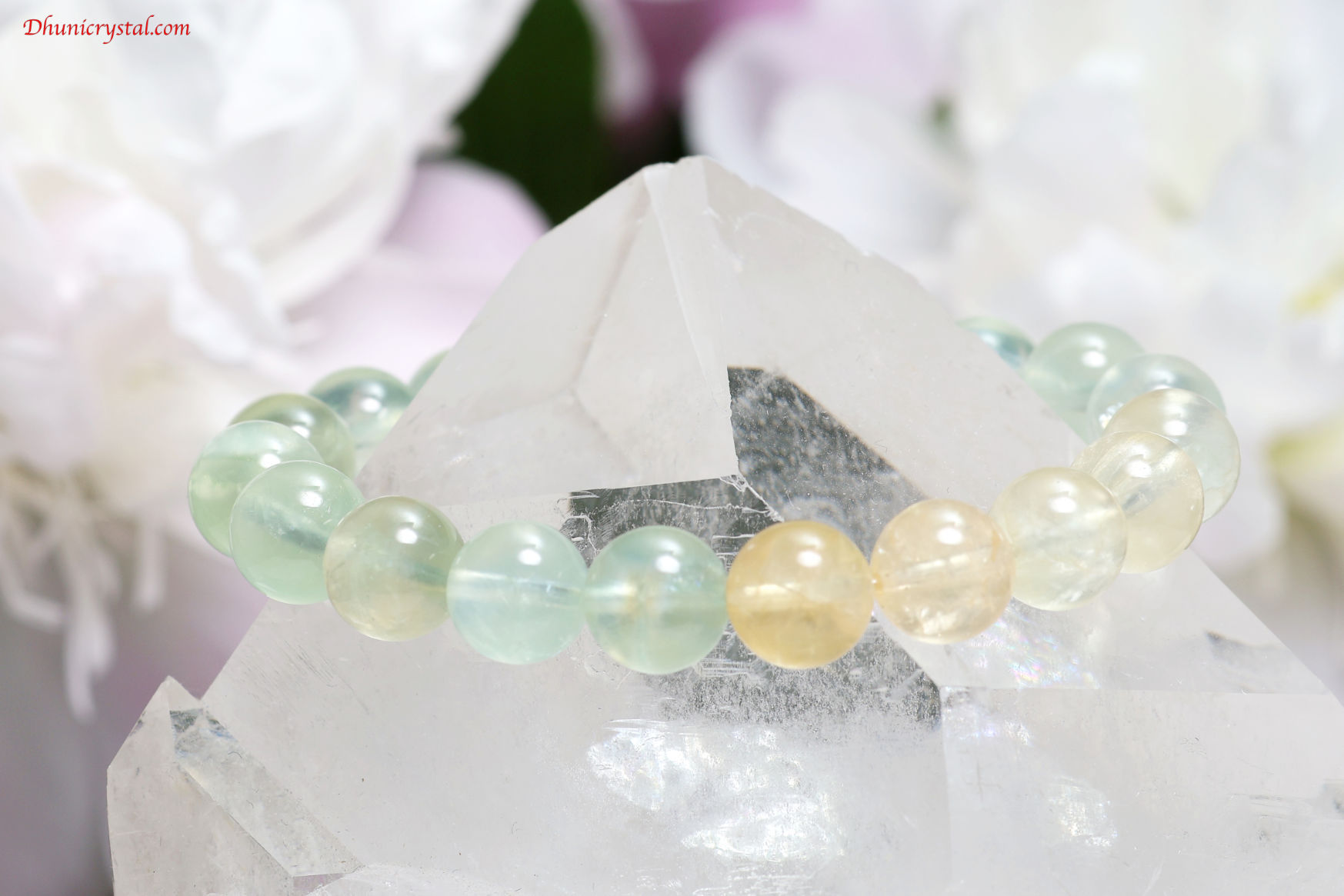 【SOLDOUT】一連ブレスレット【プレナイト】9.5mm珠/手首サイズ14.5cm~15.5cm/サイズ調整はご相談ください(A585)