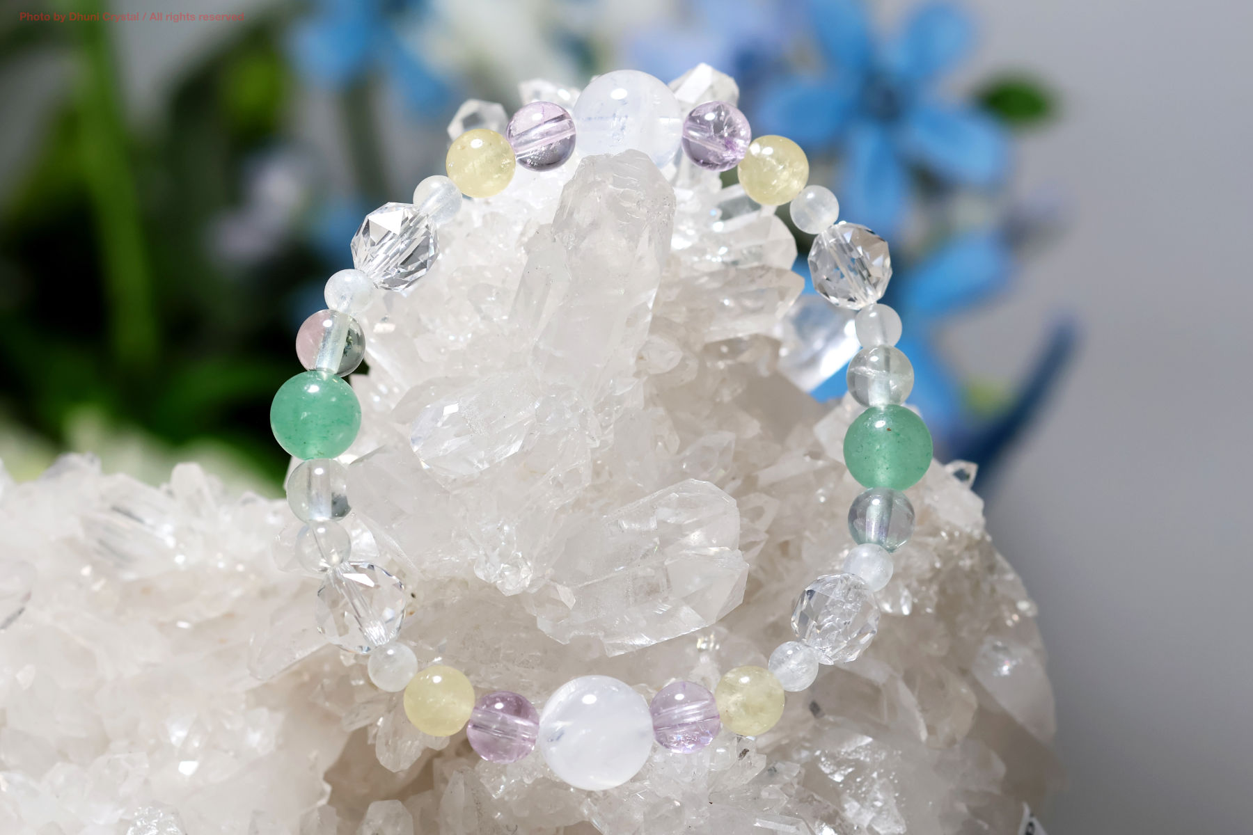 Dhunicrystalオリジナルブレスレット【新しい貴方へ・ブレス/『チャンス』『変化』『サイクル』『出会い』『希望』/手首サイズ14cm~15cm(FF104)