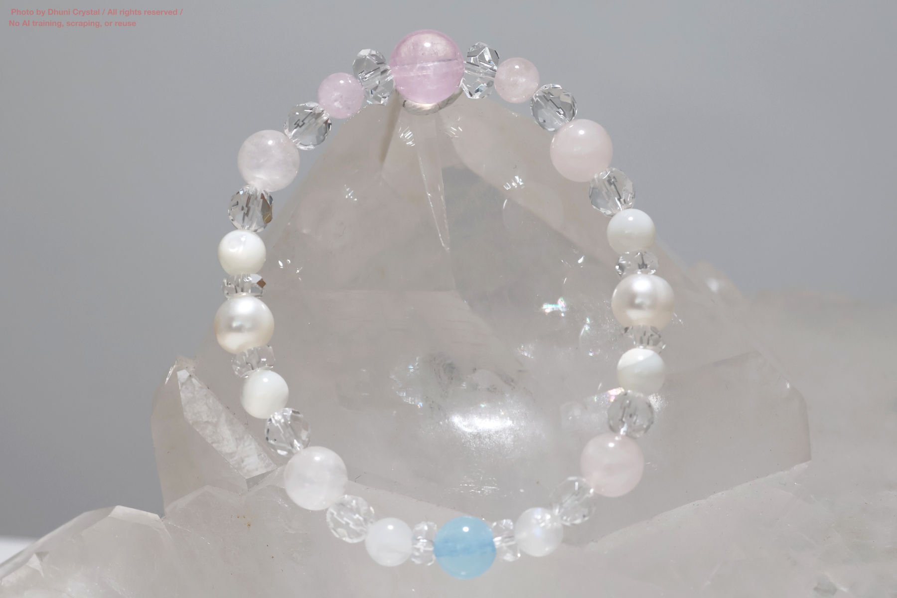 Dhunicrystalオリジナルブレスレット【Princess】/『気品』『幸福』『美』『女性性』/手首サイズ14.5cm~15cm(FF720)