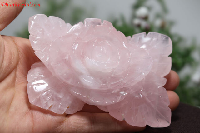 値下げ　高品質　ローズクォーツ　BIG薔薇　手彫り　バラ　カービング ローズクォーツ/薔薇/カービング(A222)