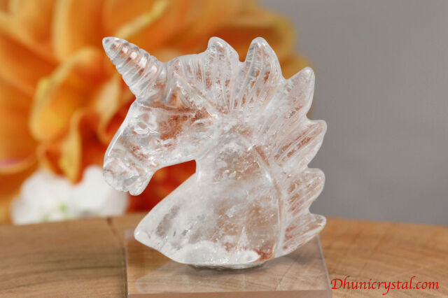 天然石ファイアクォーツのユニコーン　置物　ご購入前に在庫確認必要F.162 天然石ファイアクォーツのユニコーン 置物 ご購入前に在庫確認必要F