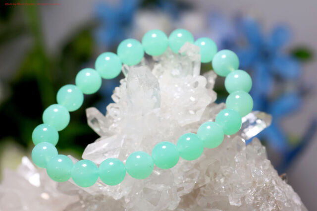 一連ブレスレット【クリソプレーズ】8mm珠/手首サイズ14cm~14.5cm/サイズ調整はご相談ください(FF101)