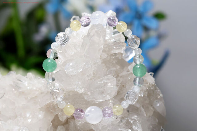 Dhunicrystalオリジナルブレスレット【新しい貴方へ・ブレス/『チャンス』『変化』『サイクル』『出会い』『希望』/手首サイズ14cm~15cm(FF104)