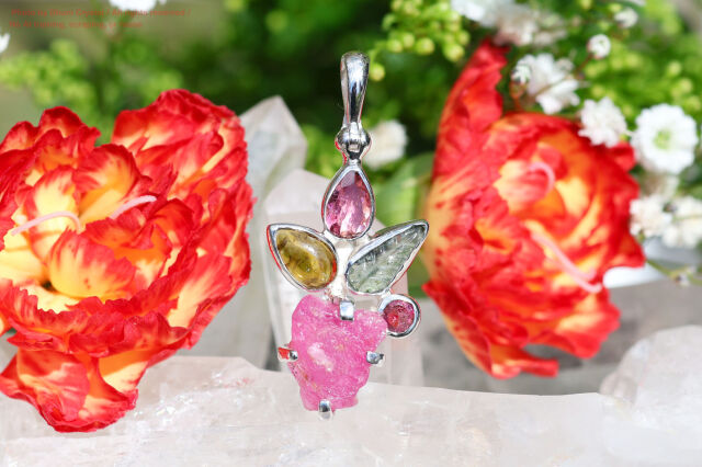 スターボーンペンダント【ルベライトトルマリン&グリーントルマリン&イエロートルマリン】(FF231)