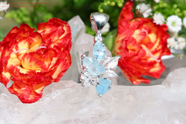 スターボーンペンダント【アクアマリン＆ハーキマー＆ブルートパーズ】(FF232)