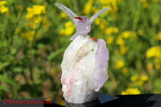 プレミアム・石の鳥さんシリーズ【ラベンダーアメジストのハチドリon