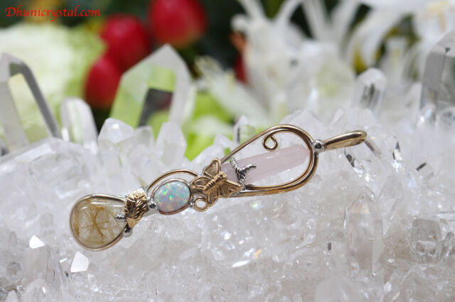 マジカルワンド　ブラックルチル　ローズクォーツ　ハート　大　天然石 超稀少♪ 正真正銘の本物ブラックルチルクォーツ♪ 必見