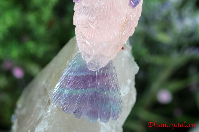 プレミアム・石の鳥さんシリーズ【ローズクォーツのハチドリonグリーン