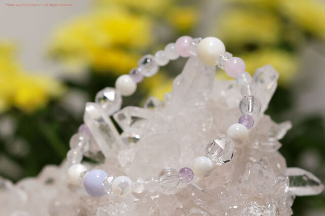 Dhunicrystalオリジナルブレスレット【冬の妖精ブレス】/手首サイズ13.5cm~14cm/浄化・愛・保護(T651)