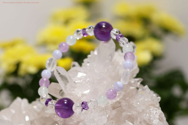 Dhunicrystalオリジナルブレスレット【安眠ブレス】/手首サイズ14cm~14.5cm/安眠・喜び・浄化(T653)