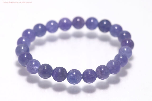 一連ブレスレット【タンザナイト】8mm珠/手首サイズ15cm~15.5cm/サイズ調整はご相談ください(T665)